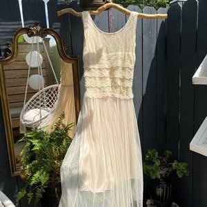 Ivory Lace Midi Dress Size Small - Sleeveless